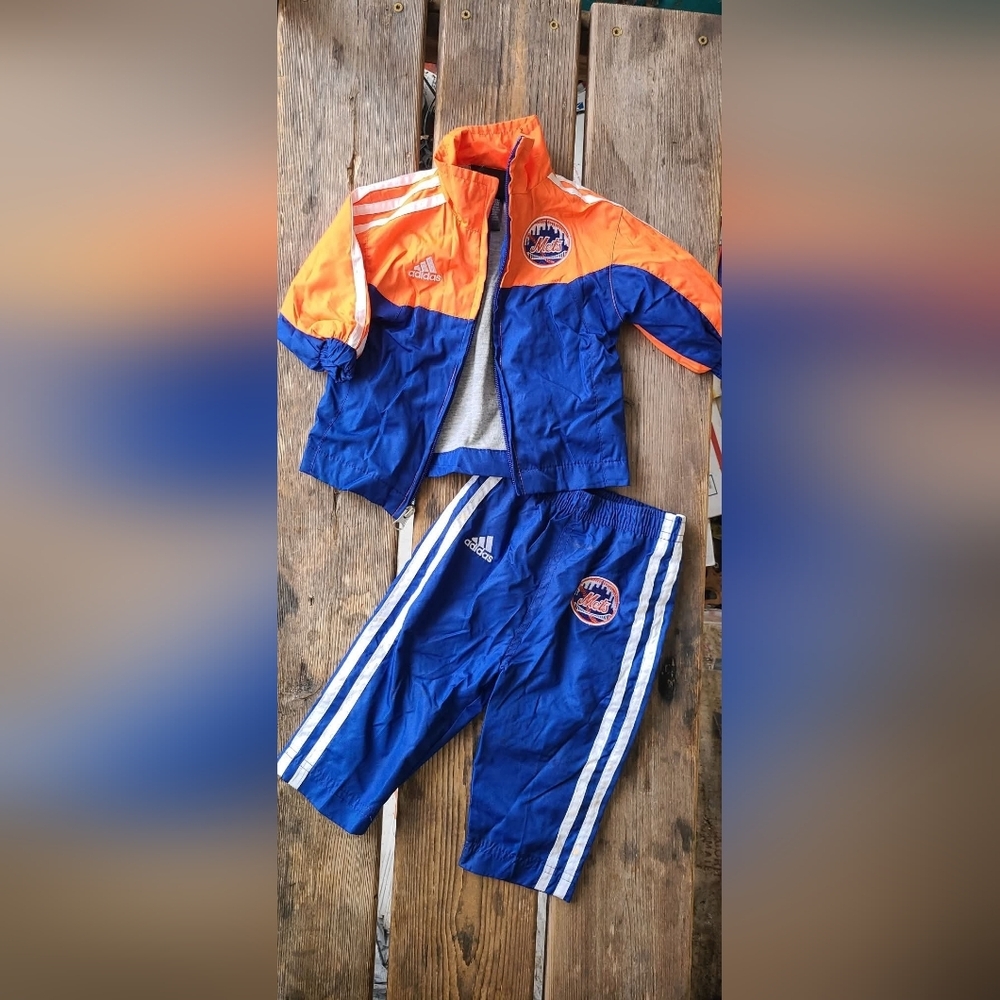 adidas Kids Orange and Blue Track Jacket and Pants Set